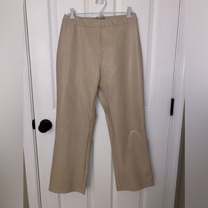 Altar’d State Faux Leather Straight Leg Pants Size M Color Cream.